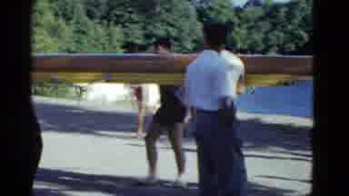Boston Mass (1951): Four Men Carrying Scull Boat On A Bright Sunny Day
