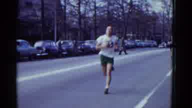 Boston Mass (1951): A Set Of Peoples Are Great To See Running In The Road To Win