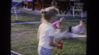 Brentwood New York-1965: Children Playing In Backyard With Dog