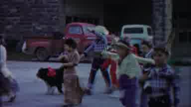 Cheyenne County Kansas (1958): A Group Of People Are Moving Around The Road With