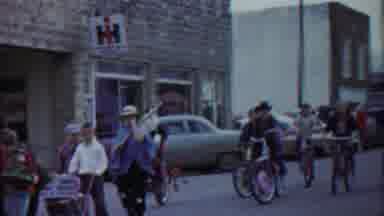 Cheyenne County Kansas (1958): A Parade With A Decorated Truck Kids On Bikes And