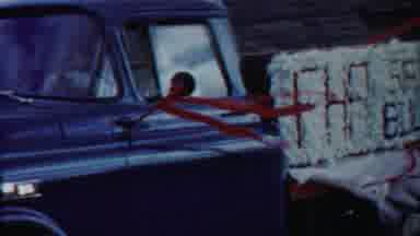 Cheyenne County Kansas (1958): Blue Truck And Children With Streamers Cowboy Hats