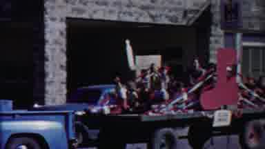 Cheyenne County Kansas (1958): Float With Children Waving In A Parade Being Pulled