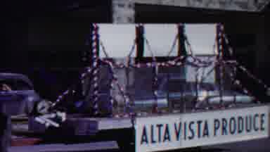 Cheyenne County Kansas-1958: Parade Float with Pigs and Alta Vista Produce Sign