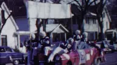 Cheyenne County Kansas (1958): Sooner Football Team Kids Riding In A Car Or Float