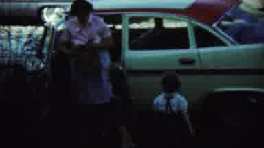 Chadron Nebraska (1959): Mother And Children Getting Out Of Car