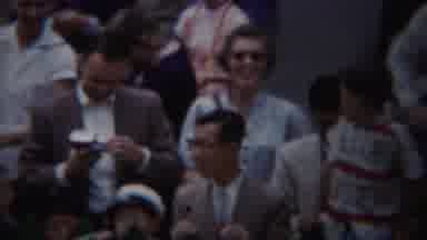 Yokohama Japan (1954): Crowd Of People Dressed Well Outdoors Outside In The