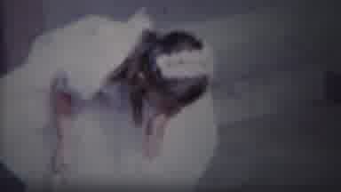South Bend Indiana (1958): Young Girl Wearing White Dress Flower Headband Bending
