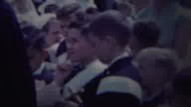 South Bend Indiana (1958): Some Children Are Together In An Open Space With A Nun