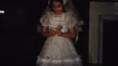 Westville New Jersey (1951): Girl In First Communion Veil And Dress Reading From A