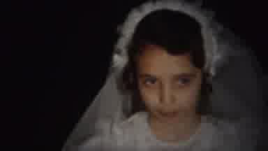 Westville New Jersey (1951): Young Girl Wearing White Lace Dress Veil Brown Hair