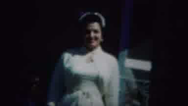 Westville New Jersey (1951): Brunette Female And Child Smiling And Waving Wearing