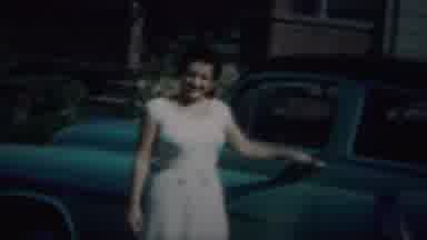 Westville New Jersey (1951): A Woman And Her Green Vintage Car