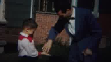 Westville New Jersey (1951): Father And Son Playing Rock Paper Scissors