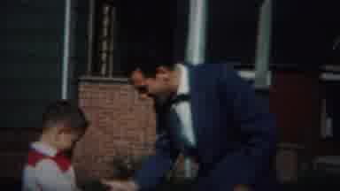 Westville New Jersey (1951): Man And Boy Playing Paper Rock And Scissors