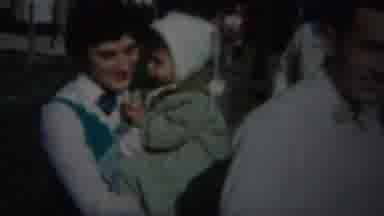 Westville New Jersey (1951): Woman Wearing Blue Dress Hold Toddler Wearing White