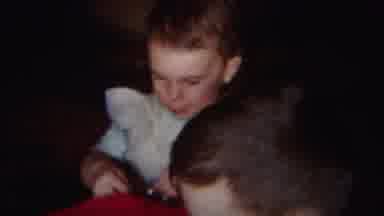 Westville New Jersey (1951): Man Wearing Blue Shirt Hangs Object On Decorated