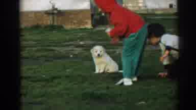 Ephesus Turkey (1962): Couple Of Kids Playing With A Small White Dog
