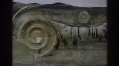 Ephesus Turkey (1962): Two Men Walk With Tan Bear On A Cloudy Day