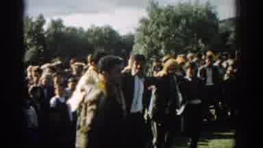 Izmir Turkey (1962): Men Dancing Around In A Circle While Celebrating At A Ritual
