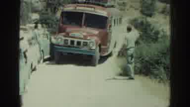 Rhodes Greece (1962): Two Men Talking To A Bus Driver Whereas The Bus Is Stuck In