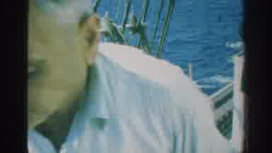 Rhodes Greece (1962): A Women With Kids On The Bow Of A Moving Boat On A Sunny Day
