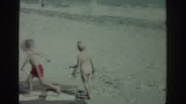 Rhodes Greece (1962): Two Children Play Poolside Along Ocean