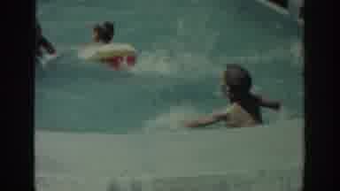 RHODES GREECE-1962: Children Playing In Pool On Beautiful Summer Day
