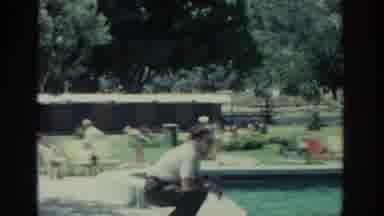 Rhodes Greece (1962): Summer Swimming Pool Trees People Outside Having Fun
