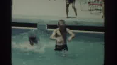 Rhodes Greece (1962): Three Little Boys Play In The Pool