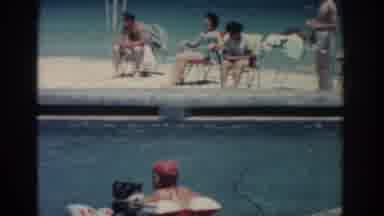 RHODES GREECE-1962: Diverse People Relaxing By The Pool And On The Beach