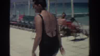 Rhodes Greece (1962): Woman Wearing Black Swimwear Jumps Into Pool On A Bright