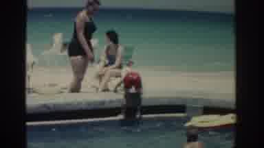 Rhodes Greece (1962): Young Boy Climbing Out Of Pool While On Vacation With Family