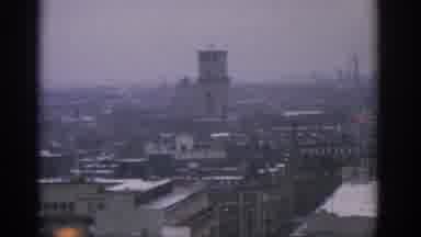 Warsaw Poland-1963: View Of Grey And Brown City Buildings On A Foggy Day