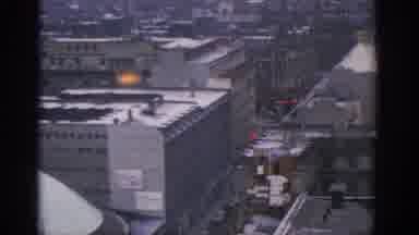 Warsaw Poland-1963: Aerial View Of Snow-Dusted City And Imposing Buildings