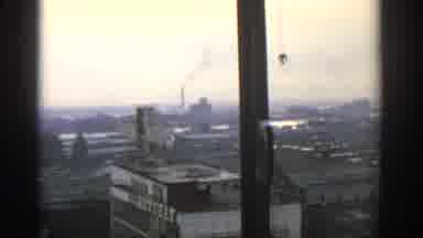 Warsaw Poland (1963): Looking Out The Window Over An Industrial City On A Hazy Day