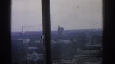 WARSAW POLAND-1963: Slow Partial Panoramic View Of Small City From A Upper Floor