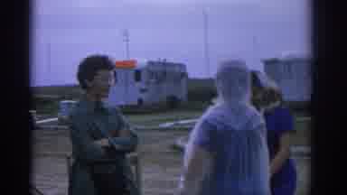 ZURICH SWIZTERLAND-1963: Three Women Meet Up Outside To Share Laughter During