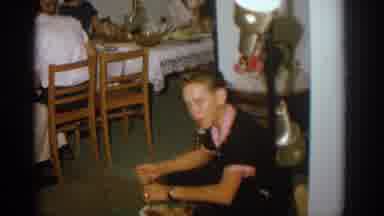Zurich Swizterland (1963): Family Meal Boy On Floor Chairs Table Fridge Lamp