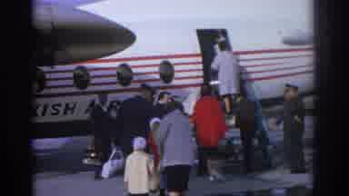 ZURICH SWIZTERLAND-1963: Passengers Boarding Turkish Airlines Plane