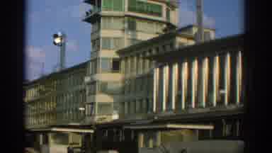 ZURICH SWIZTERLAND-1963: Modernist Building With Control Tower And Elevated Walkway