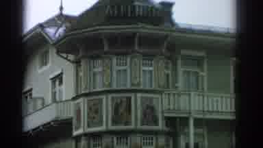 Zurich Swizterland (1963): Grand House Hotel Zoom In And Out On Sign Aspen Balcony
