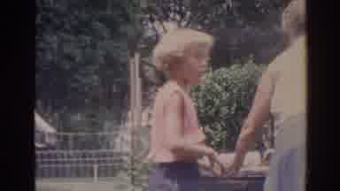 Florida USA (1962): Girl Blonde Child Funny Face Nature Grandma Pink Shirt Short