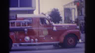 Florida USA (1962): Historic Fire Truck Doing Mock Drill With Ladder In Nearby