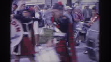 Florida USA (1962): View Of Bagpipe Band And Regular Marching Band Turning Corner