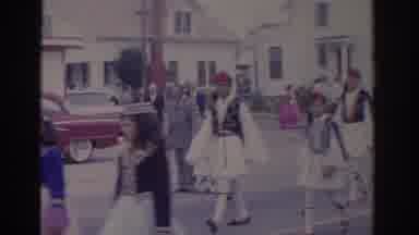 Florida USA (1962): People Wearing Red White And Blue Traditional Costumes Walk