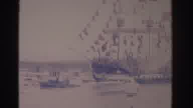 Florida USA (1962): Big Ship Surrounded By Boats Shoots A Cannonball Into The Air