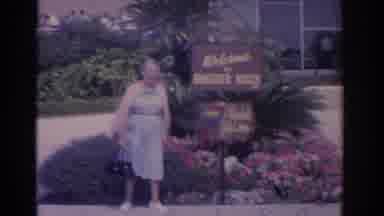 Florida USA (1962): Grandmother Watching A Parade Then Going To Water Fountain