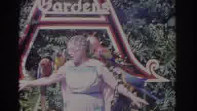 Florida USA (1962): Woman Stands In Front Of Red Busch Garden Sign With Four Macaw