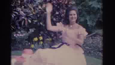 Florida USA (1962): Girl Waving At A Birthday Party On The Edge Of The Tropical